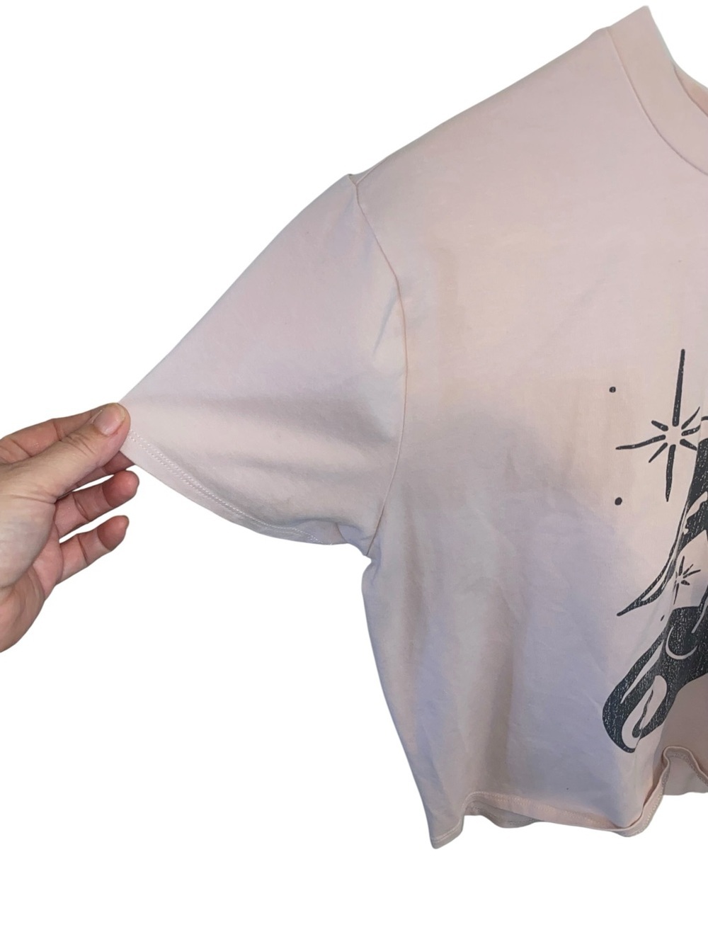 Outlaw Cherries Lucky You 8-ball Tattoo Pink Graphic Tee cropped Tshirt Retro - Picture 5 of 6